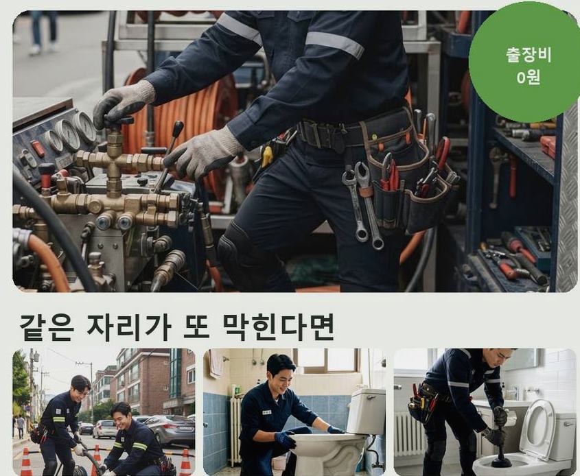 서울 송파구 가락동 하수구 역류 출장비 무료 현장 작업 사진 - 배관해결사