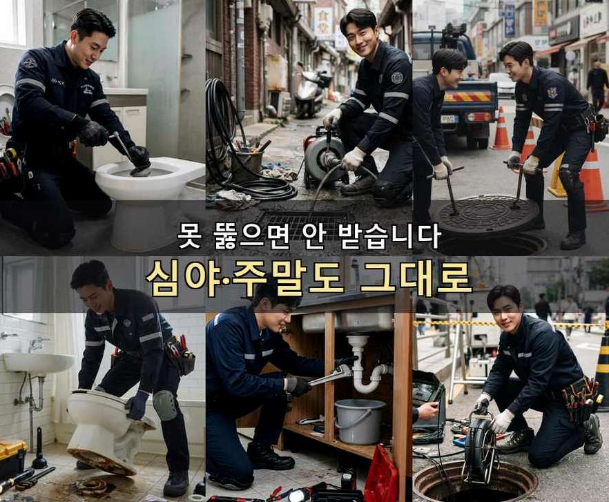 남양주시 가운동 고압세척 야간 출동 현장 작업 사진 - 배관해결사