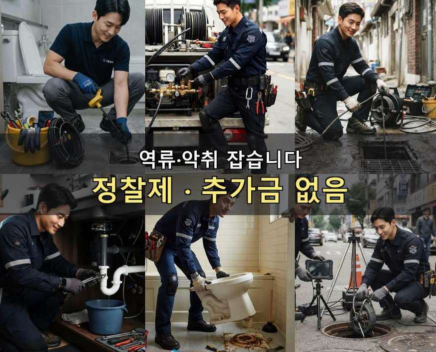 남양주시 금곡동 싱크대막힘 고압세척·관통 작업 모습