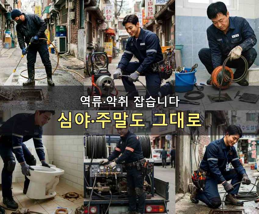 구리시 갈매동 세탁기 배수구막힘 뚫음 현장 작업 사진 - 배관해결사