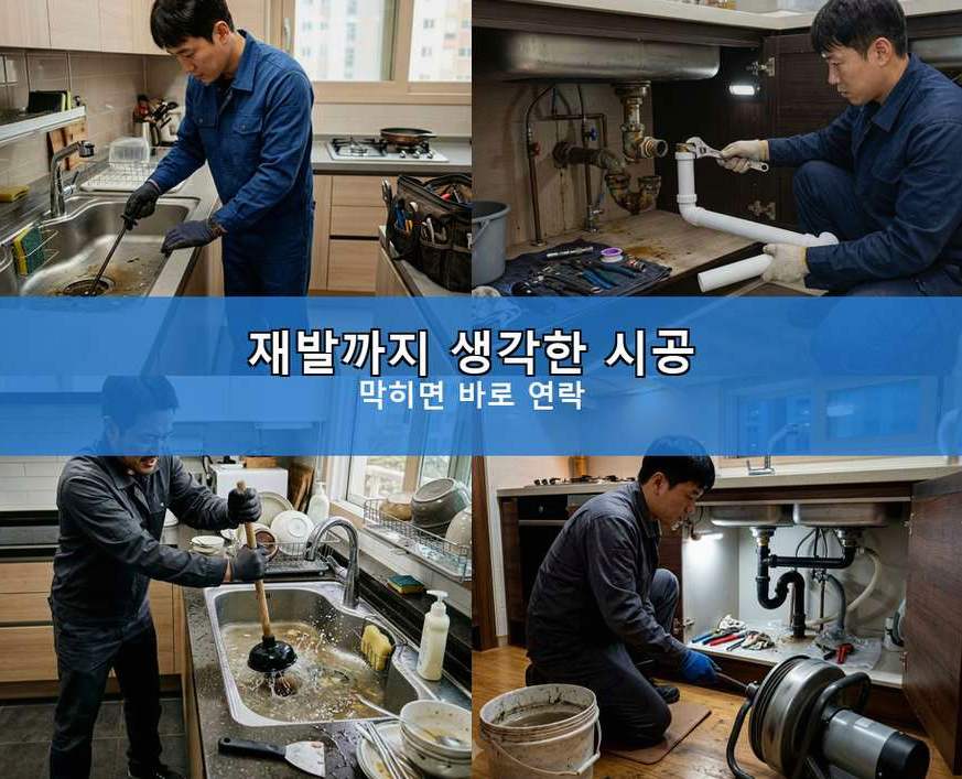 구리시 갈매동 정화조막힘 뚫음 현장 작업 사진 - 배관해결사