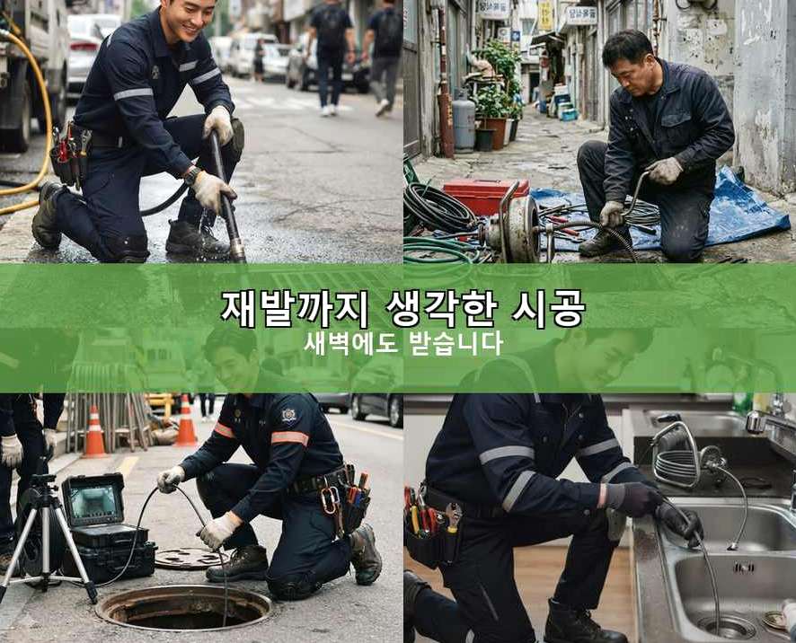 구리시 갈매동 하수구 역류 24시 출동 현장 작업 사진 - 배관해결사