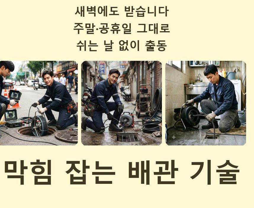 안양시동안구 갈산동 세탁기 배수구막힘 긴급출동 현장 작업 사진 - 배관해결사