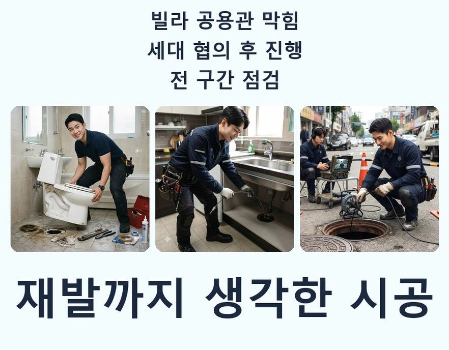 안양시동안구 갈산동 오수관막힘 업체 현장 작업 사진 - 배관해결사