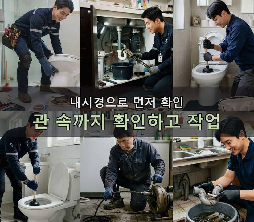 서울 용산구 갈월동 고압세척 야간 출동 현장 작업 사진 - 배관해결사