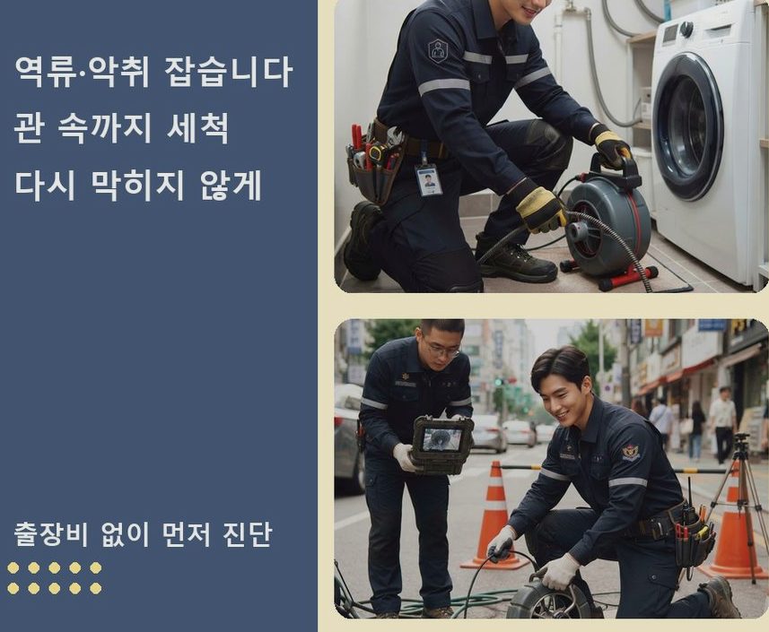 서울 용산구 갈월동 화장실 하수구막힘 빠른 해결 현장 작업 사진 - 배관해결사