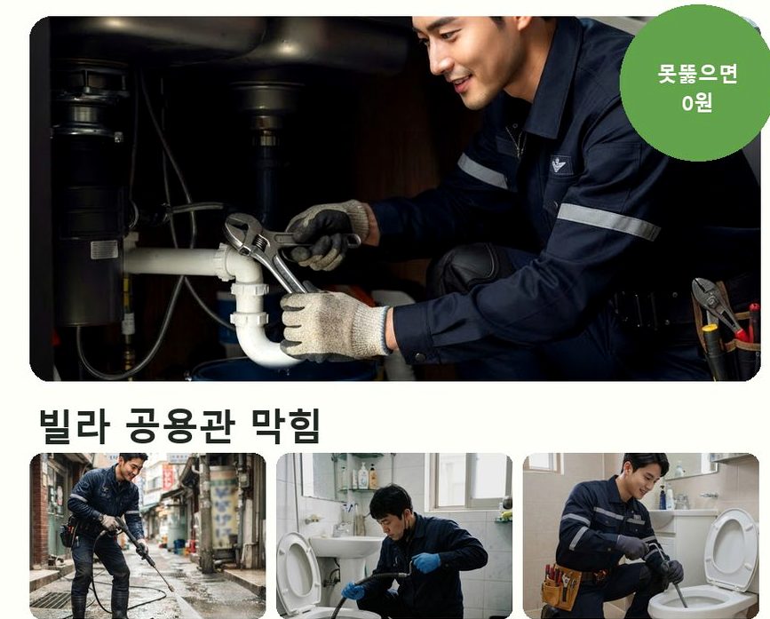 부천시소사구 계수동 세면대막힘 뚫음 현장 작업 사진 - 배관해결사