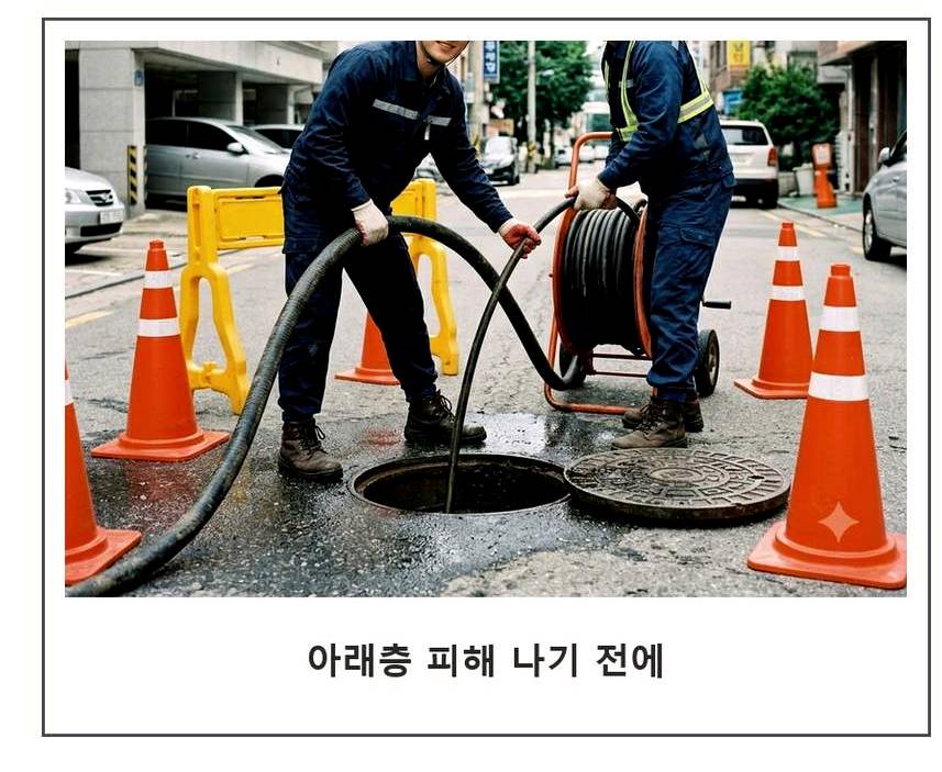 부천시소사구 계수동 오수관막힘 출장비 무료 현장 작업 사진 - 배관해결사