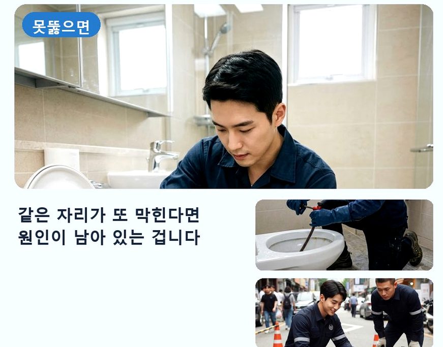 부천시소사구 계수동 하수구 역류 24시 출동 현장 작업 사진 - 배관해결사