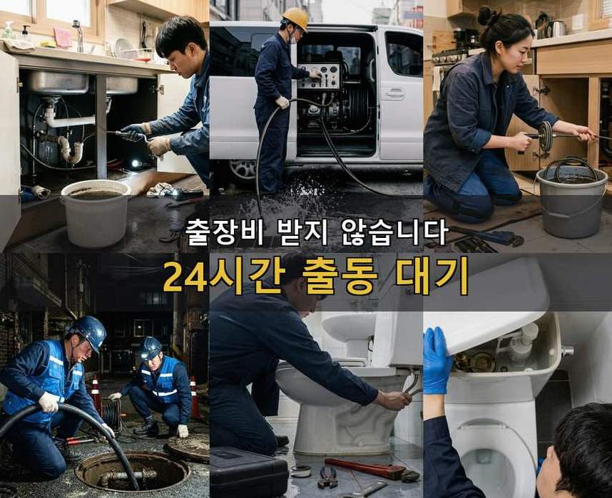 이천시 고담동 주방 하수구막힘 24시 출동 현장 작업 사진 - 배관해결사