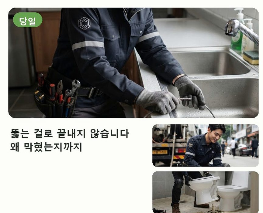 이천시 고담동 하수구 역류 출장비 무료 현장 작업 사진 - 배관해결사