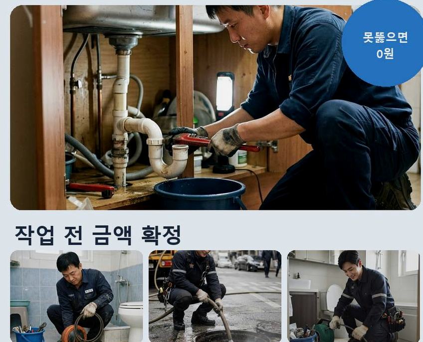 용인시처인구 고림동 하수구 역류 야간 출동 현장 작업 사진 - 배관해결사