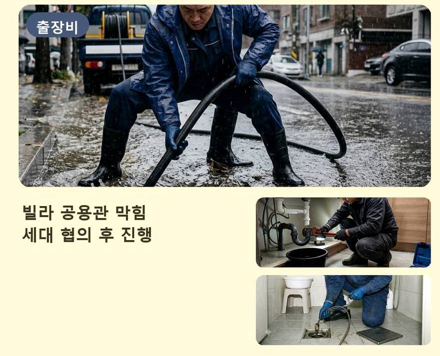 안산시단원구 대부동동 싱크대막힘 고압세척·관통 작업 모습