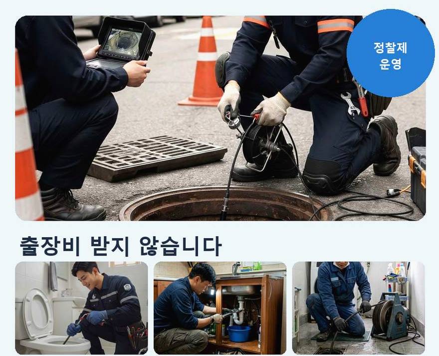 김포시 구래리 배수구막힘 고압세척·관통 작업 모습