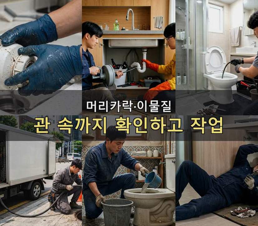 김포시 대곶면거물대리 오수관막힘 고압세척·관통 작업 모습