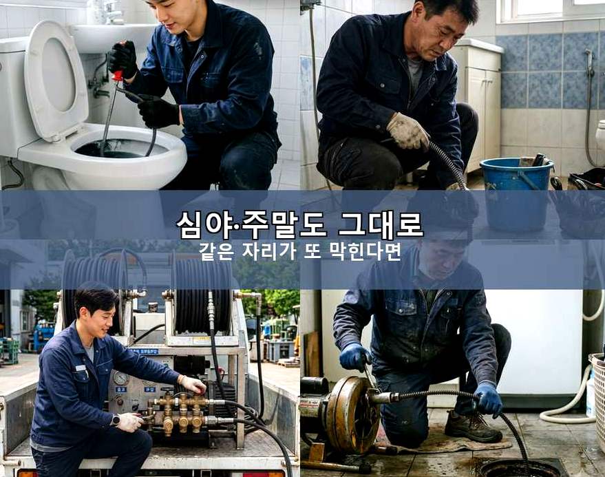 서울 마포구 공덕동 하수구 역류 24시 출동 현장 작업 사진 - 배관해결사