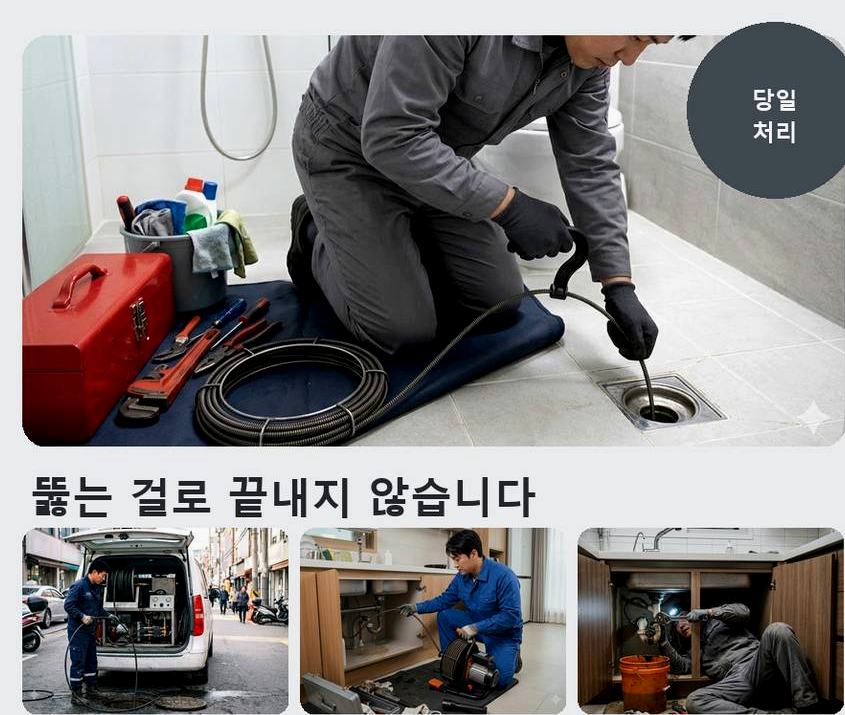 서울 마포구 공덕동 화장실 하수구막힘 출장비 무료 현장 작업 사진 - 배관해결사