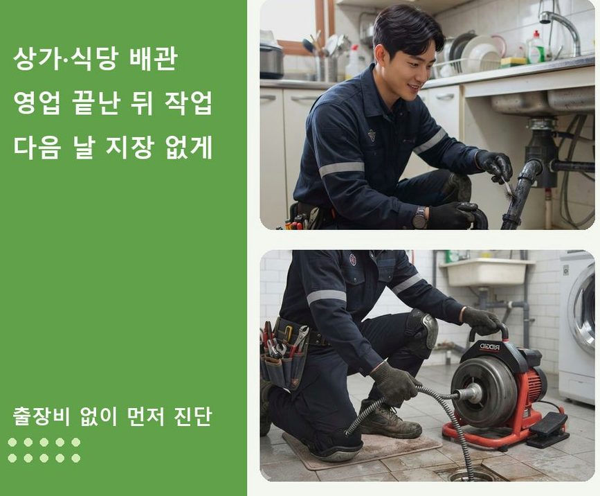 시흥시 금이동 배수구막힘 고압세척·관통 작업 모습