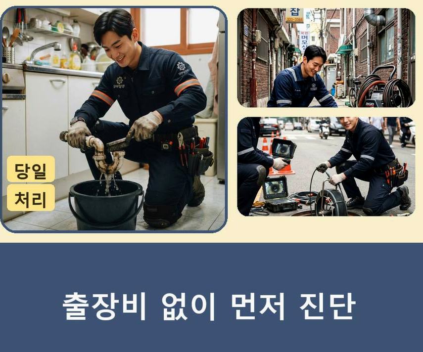 이천시 대포동 싱크대막힘 고압세척·관통 작업 모습