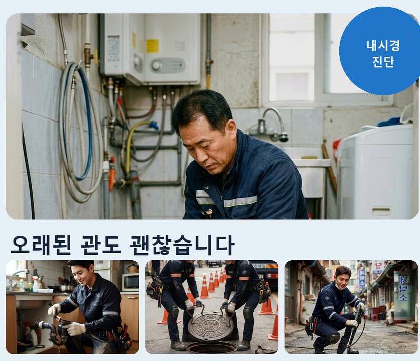 안양시동안구 관양동 세면대막힘 당일 처리 현장 작업 사진 - 배관해결사