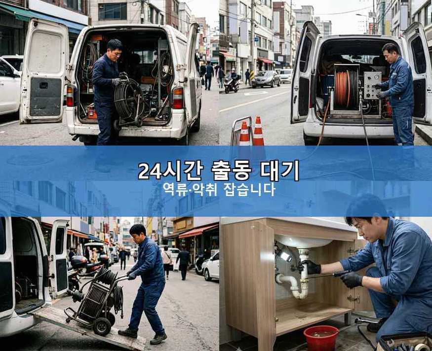 안양시동안구 관양동 세탁기 배수구막힘 당일 처리 현장 작업 사진 - 배관해결사