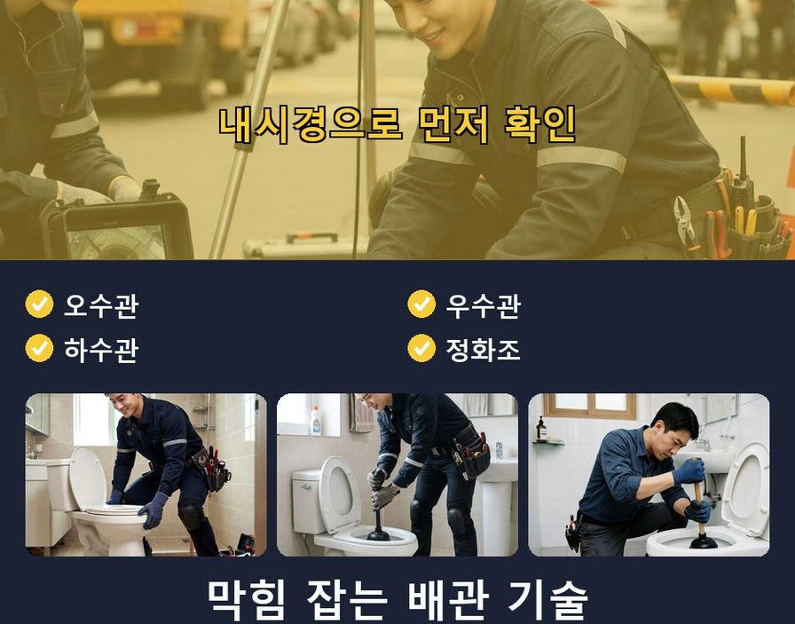 안양시동안구 관양동 정화조막힘 당일 처리 현장 작업 사진 - 배관해결사