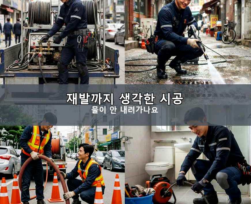 안양시동안구 관양동 하수구막힘 고압세척·관통 작업 모습