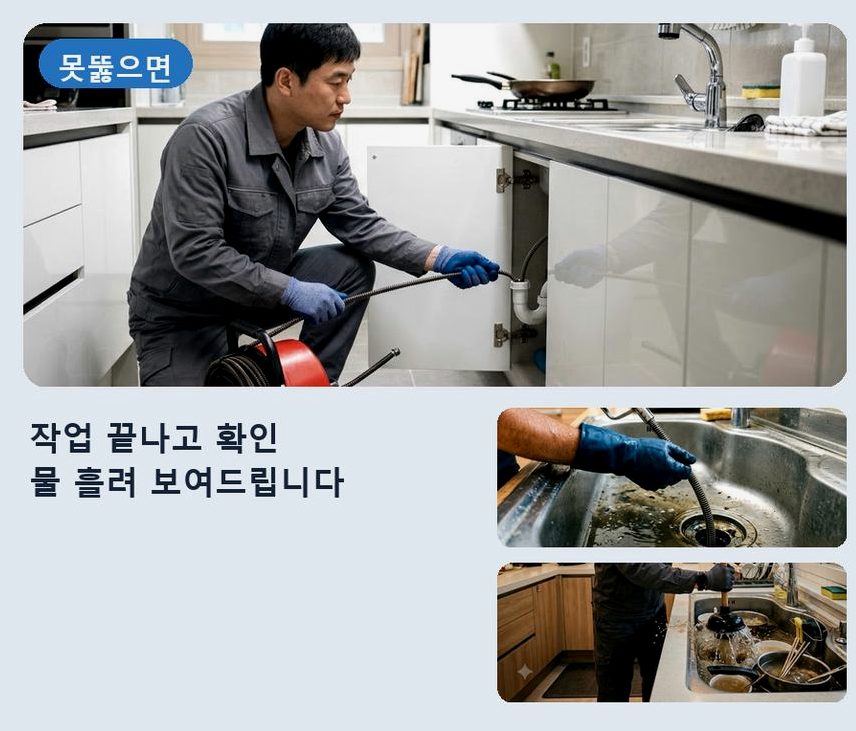 안양시동안구 관양동 하수구 냄새 뚫음 현장 작업 사진 - 배관해결사