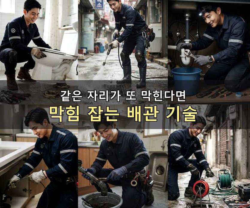 시흥시 광석동 싱크대막힘 고압세척·관통 작업 모습