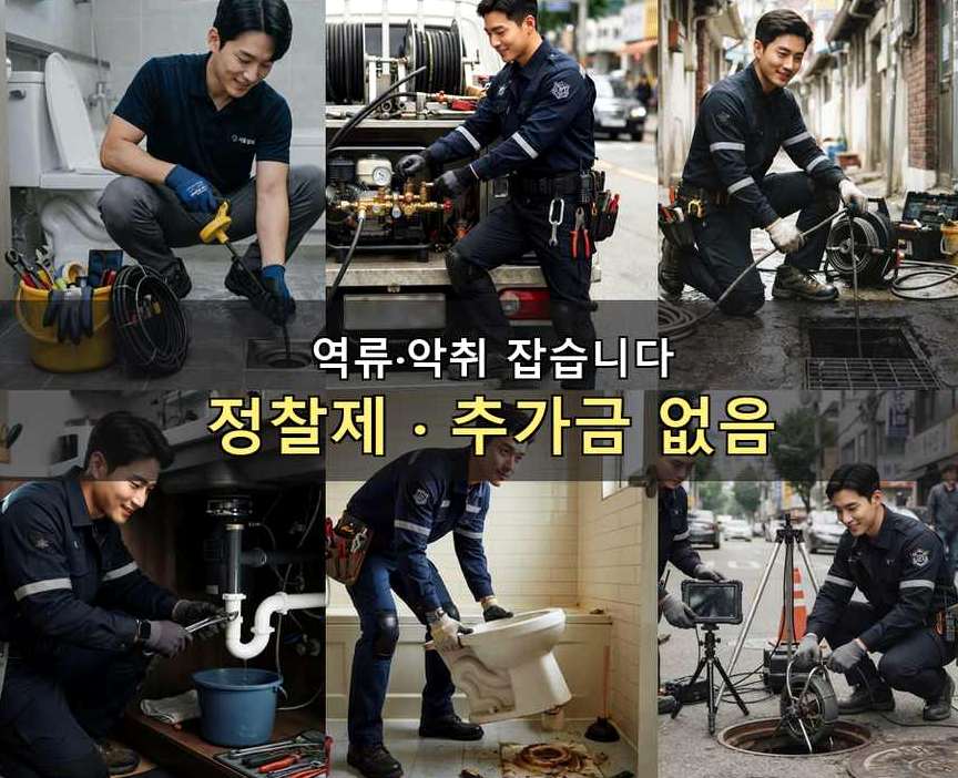 서울 광진구 광장동 배관청소 긴급출동 현장 작업 사진 - 배관해결사
