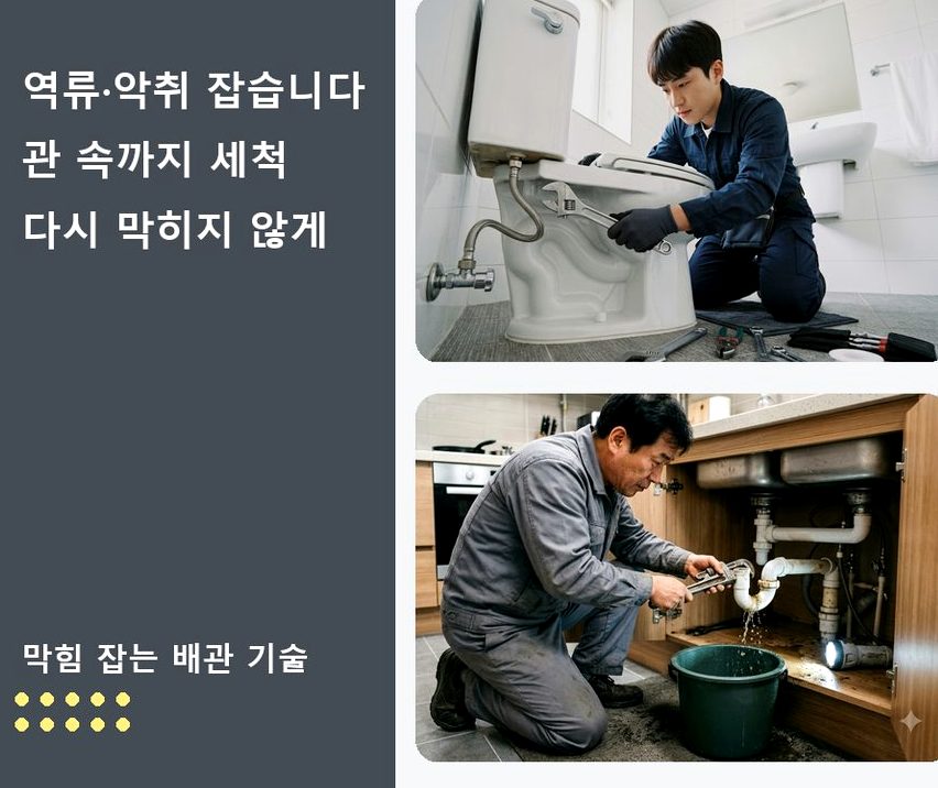 서울 광진구 구의동 배수구막힘 고압세척·관통 작업 모습