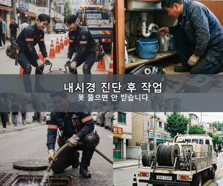 군포시 광정동 베란다 배수구막힘 원인 진단 현장 작업 사진 - 배관해결사