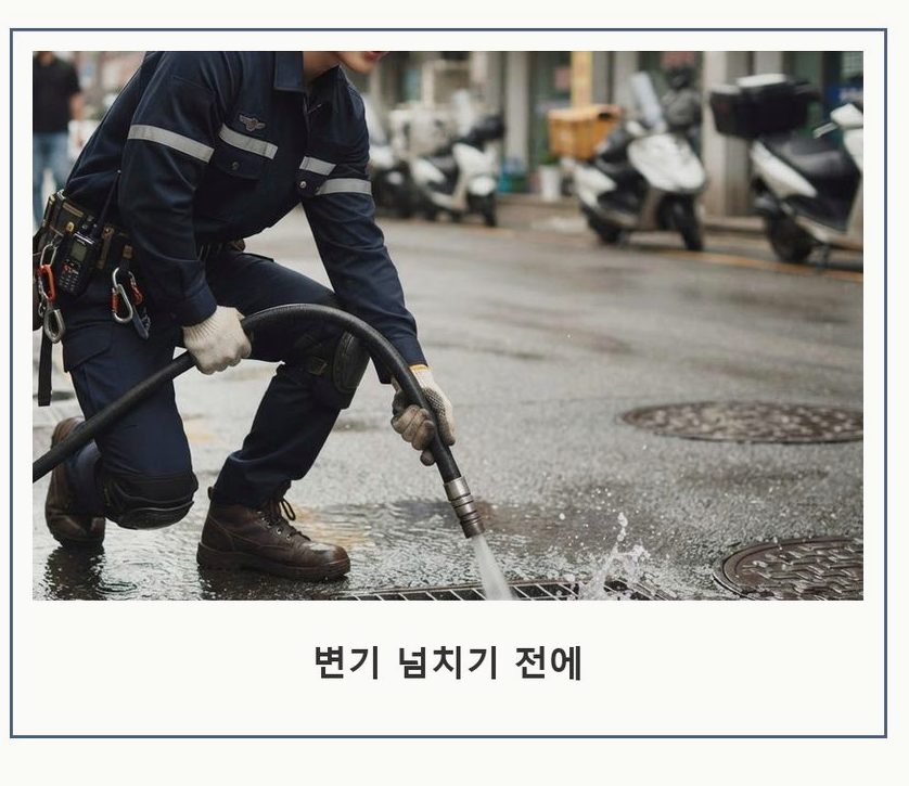 부천시소사구 괴안동 고압세척 야간 출동 현장 작업 사진 - 배관해결사