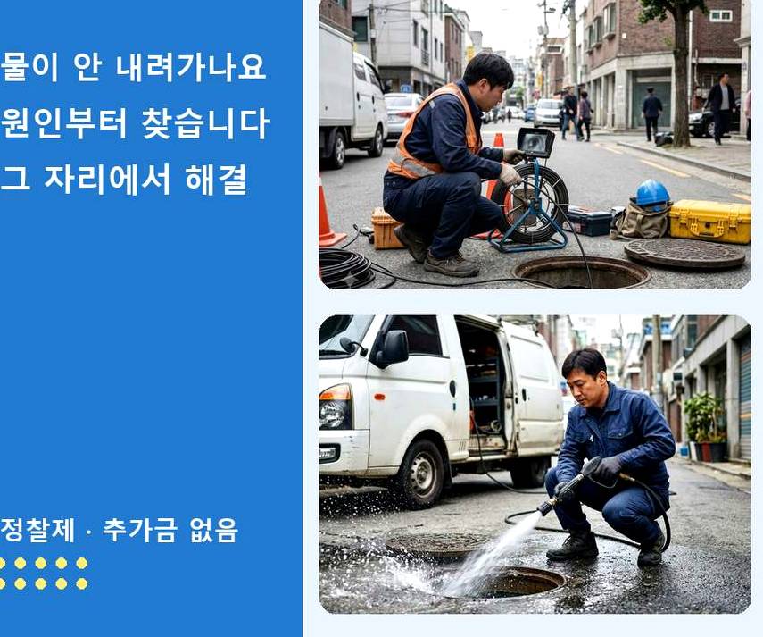 구리시 교문동 베란다 배수구막힘 가격 안내 현장 작업 사진 - 배관해결사