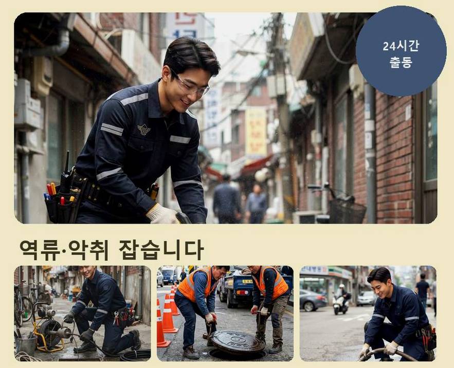 김포시 구래리 고압세척 전문 업체 현장 작업 사진 - 배관해결사