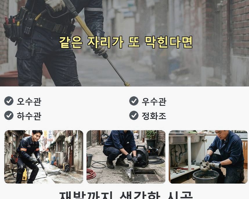 성남시분당구 백현동 싱크대막힘 고압세척·관통 작업 모습
