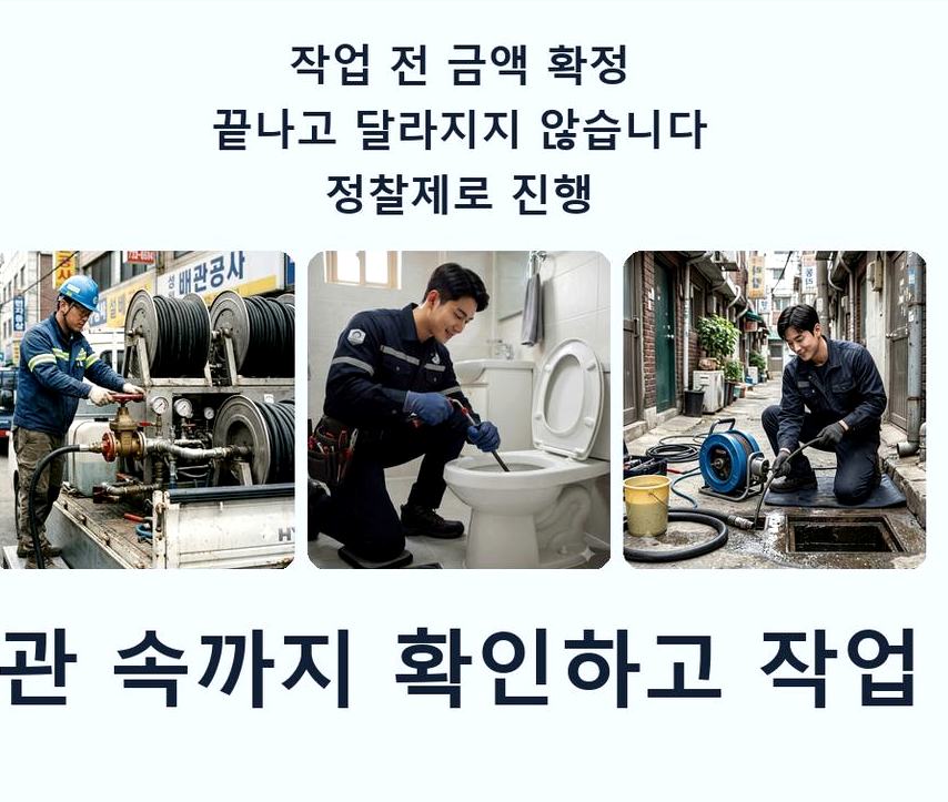 성남시분당구 동원동 싱크대막힘 고압세척·관통 작업 모습