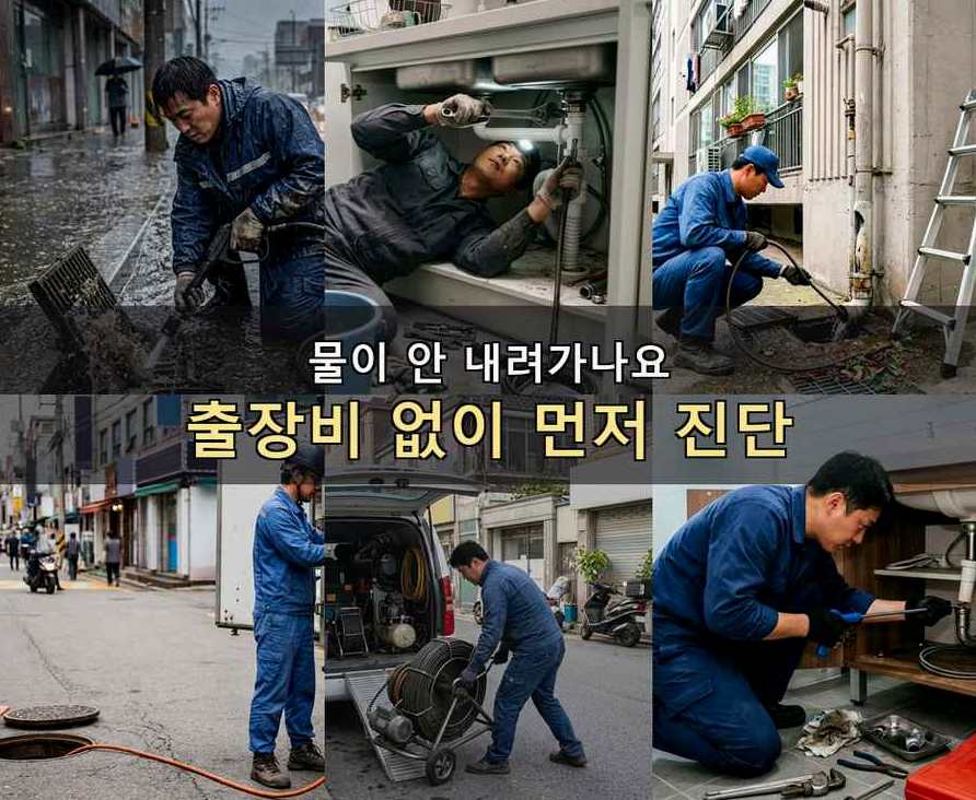성남시분당구 구미동 하수구 역류 빠른 해결 현장 작업 사진 - 배관해결사