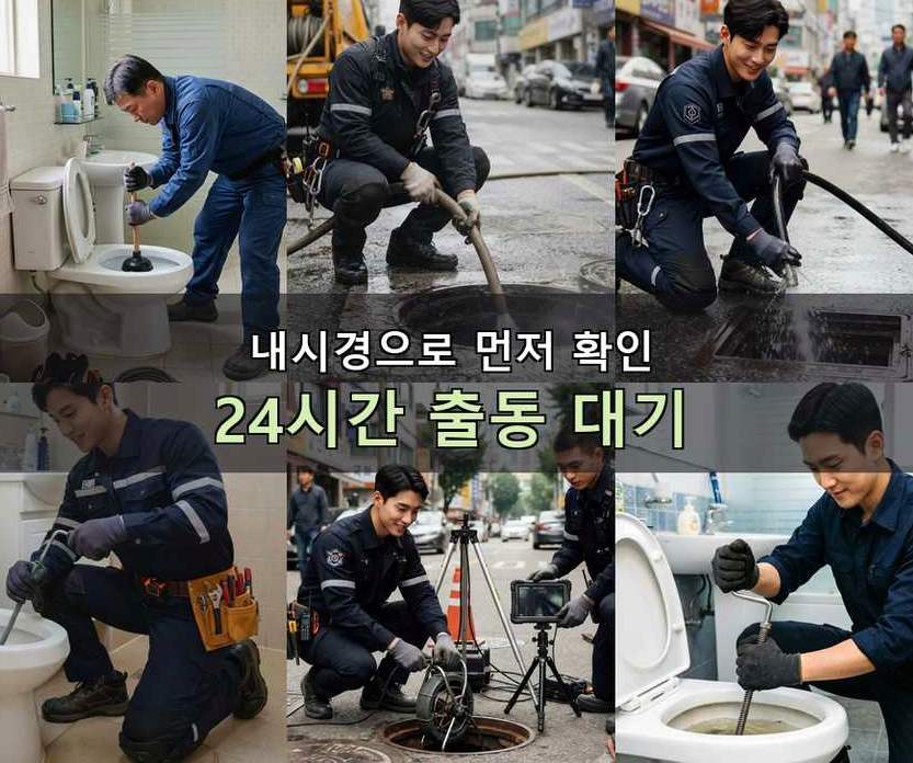 서울 마포구 구수동 고압세척 야간 출동 현장 작업 사진 - 배관해결사