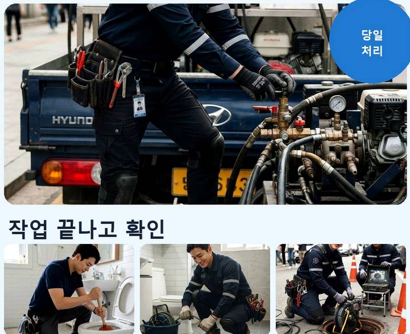 서울 마포구 구수동 세면대막힘 비용 현장 작업 사진 - 배관해결사