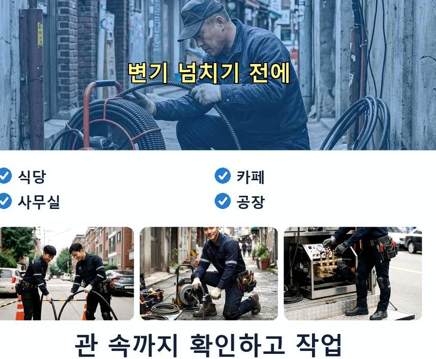 서울 마포구 구수동 세탁기 배수구막힘 비용 현장 작업 사진 - 배관해결사