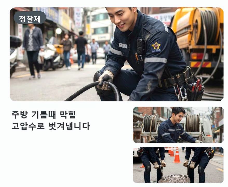 이천시 구시리 주방 하수구막힘 전문 업체 현장 작업 사진 - 배관해결사