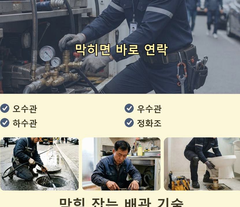 이천시 구시리 하수구 냄새 긴급출동 현장 작업 사진 - 배관해결사
