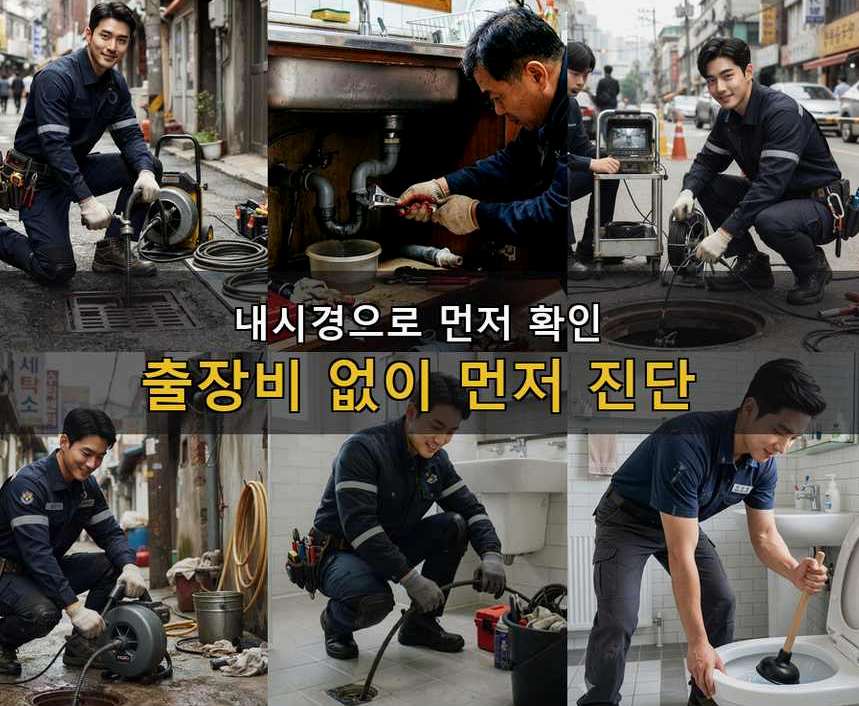 서울 광진구 군자동 욕실 배수구막힘 야간 출동 현장 작업 사진 - 배관해결사