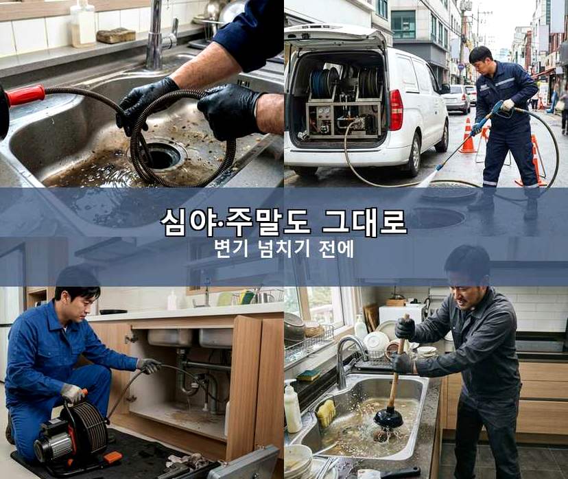 군포시 궁내동 고압세척 출장비 무료 현장 작업 사진 - 배관해결사