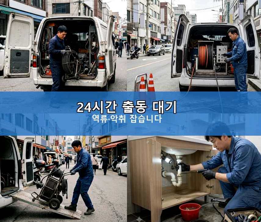 군포시 궁내동 욕실 배수구막힘 출장비 무료 현장 작업 사진 - 배관해결사