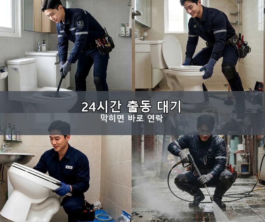 안양시동안구 귀인동 욕실 배수구막힘 빠른 해결 현장 작업 사진 - 배관해결사
