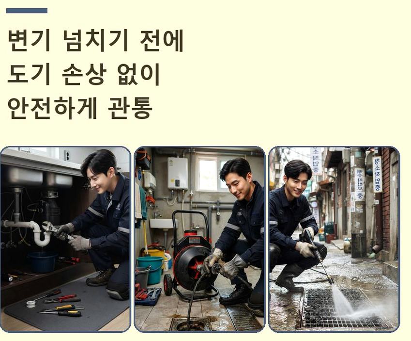 안양시동안구 귀인동 정화조막힘 가격 안내 현장 작업 사진 - 배관해결사