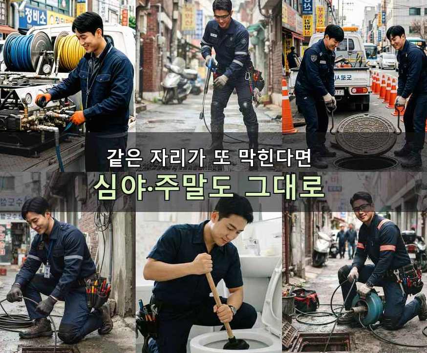 남양주시 금곡동 오수관막힘 업체 현장 작업 사진 - 배관해결사