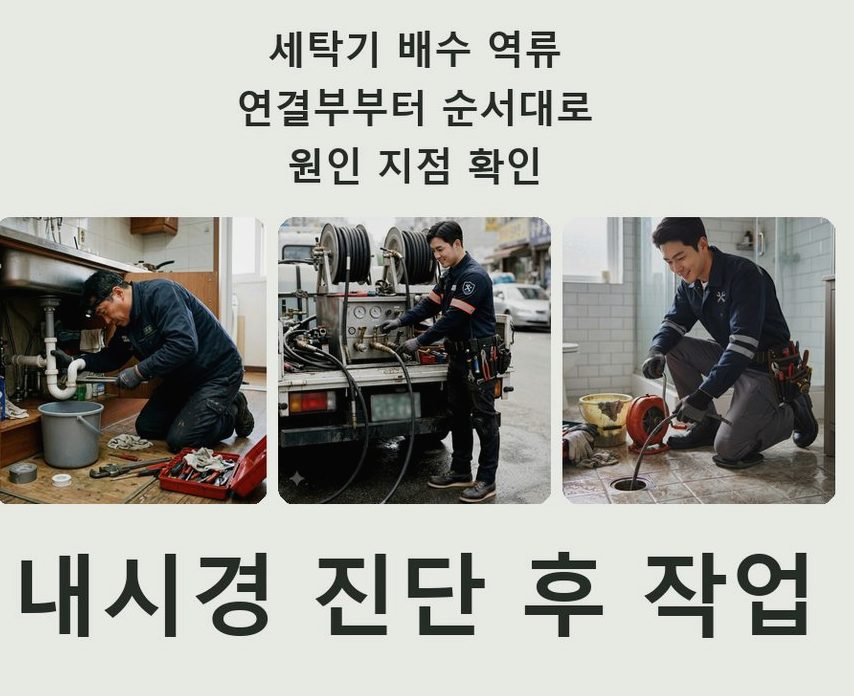 남양주시 금곡동 하수구 역류 전문 업체 현장 작업 사진 - 배관해결사
